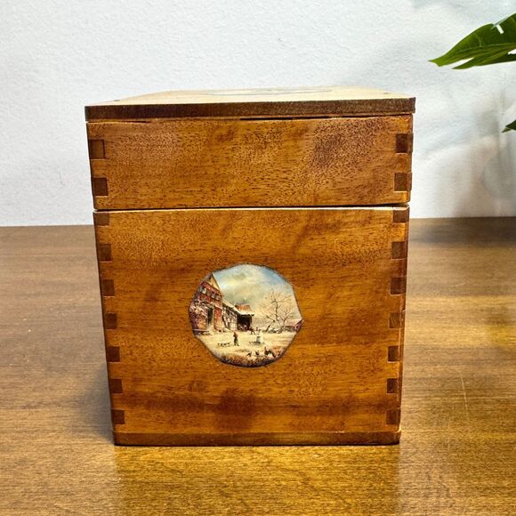 Vintage Woodpecker WoodWare Wood Box Hand Painted in Japan 6x4x5 Wooden - Picture 5 of 14